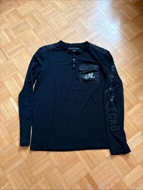 Marc Ecko Men's Black Long-Sleeve with Chest Pocket